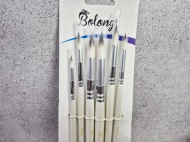 Pack 6 pinceles mgo blanco cerda borde negro BOLONG punta fina